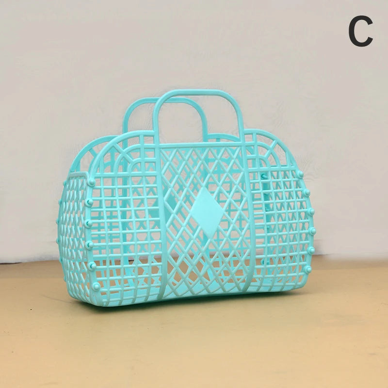 Kitchen Storage Basket Hollow Portable Shower Bath Baskets Desktop Fruit Hanging Child Toys Snack Plastic Organizer