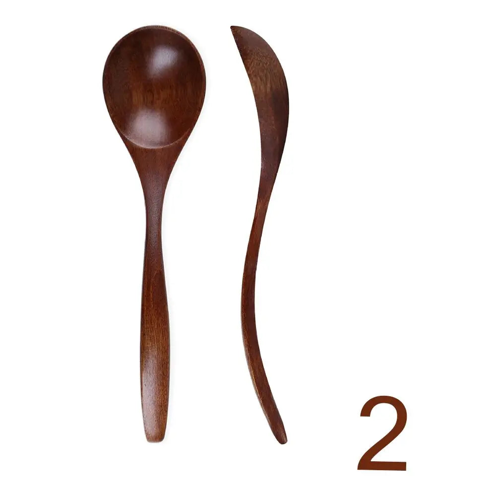 Coffee Dessert Catering Scoop Hand-made Wood Tableware Wooden Spoon Kitchen Tool Cooking Utensil Soup Spoon