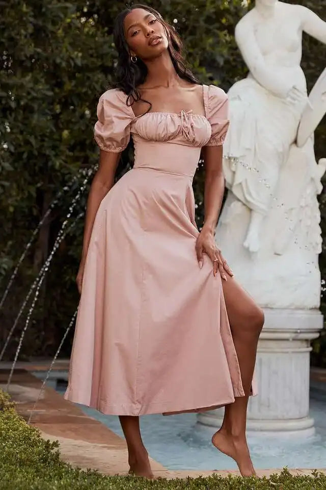 Avrilyaan White Lace Up Pleated Sexy Dress Women 2023 Split Backless Long Summer Dress Vestidos Elegant Holiday Casual Dresses