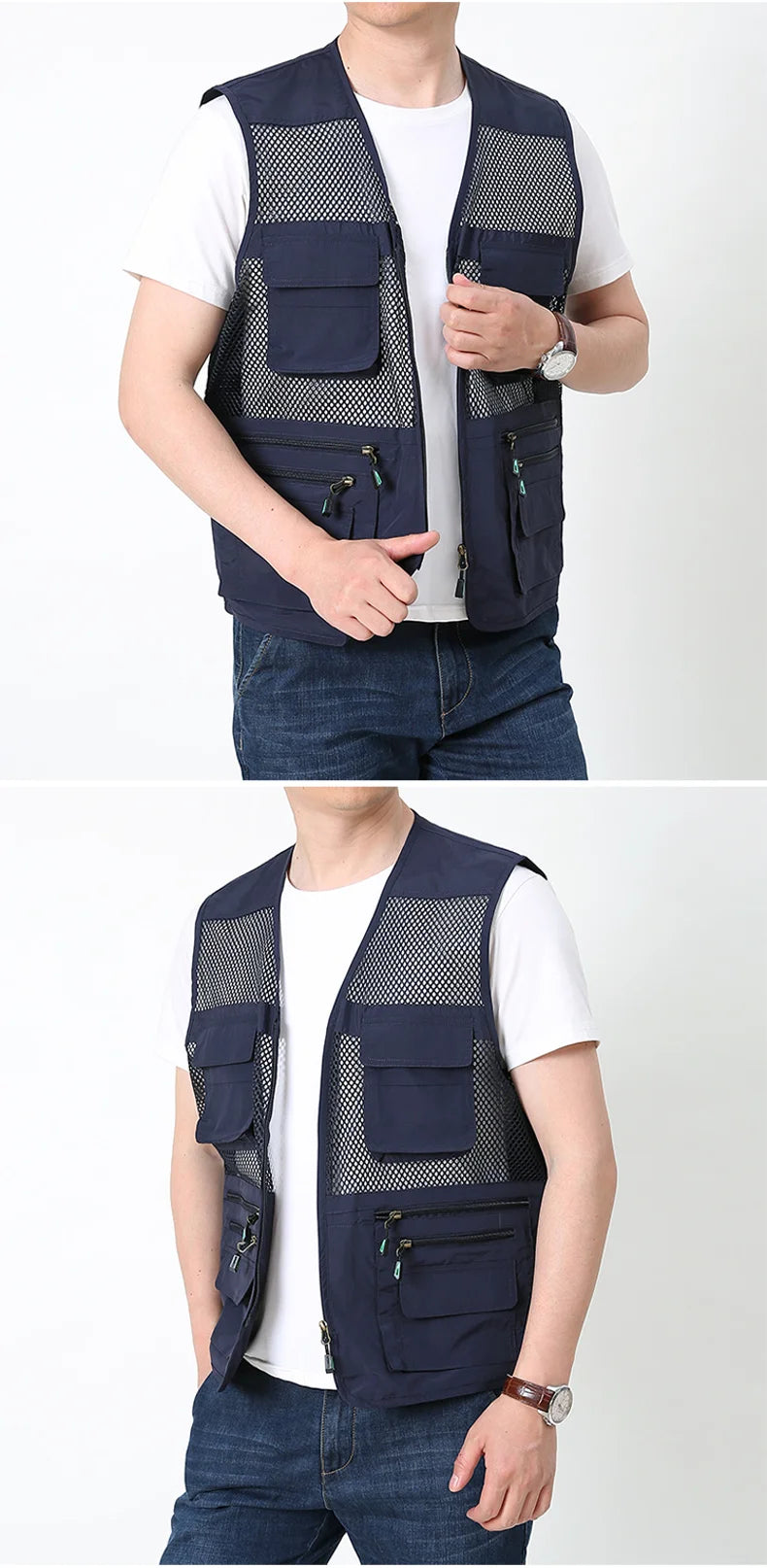 Summer Thin Mesh Vest Outdoor Sportsfor Jackets Bigsize Bomber Sleeveless Vest Casual Tactical Work Wear Camping Fishing Vests