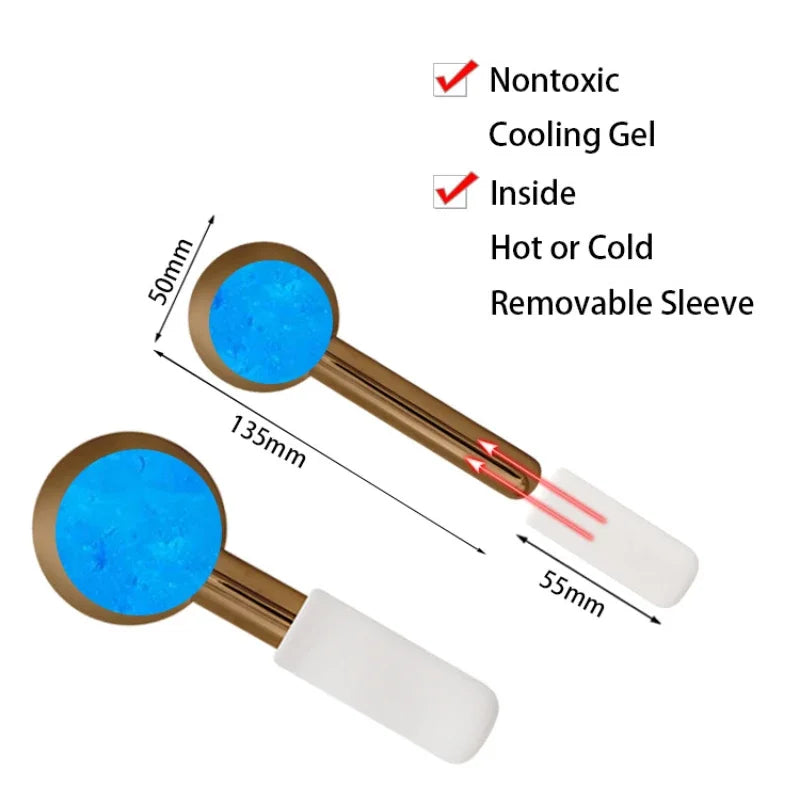 2PCS Ice Globes Spoon Massager Facial Skin Care Freeze Tool Stainless Steel Face Beauty Cryo Roller Cooling Massage Spa Ball
