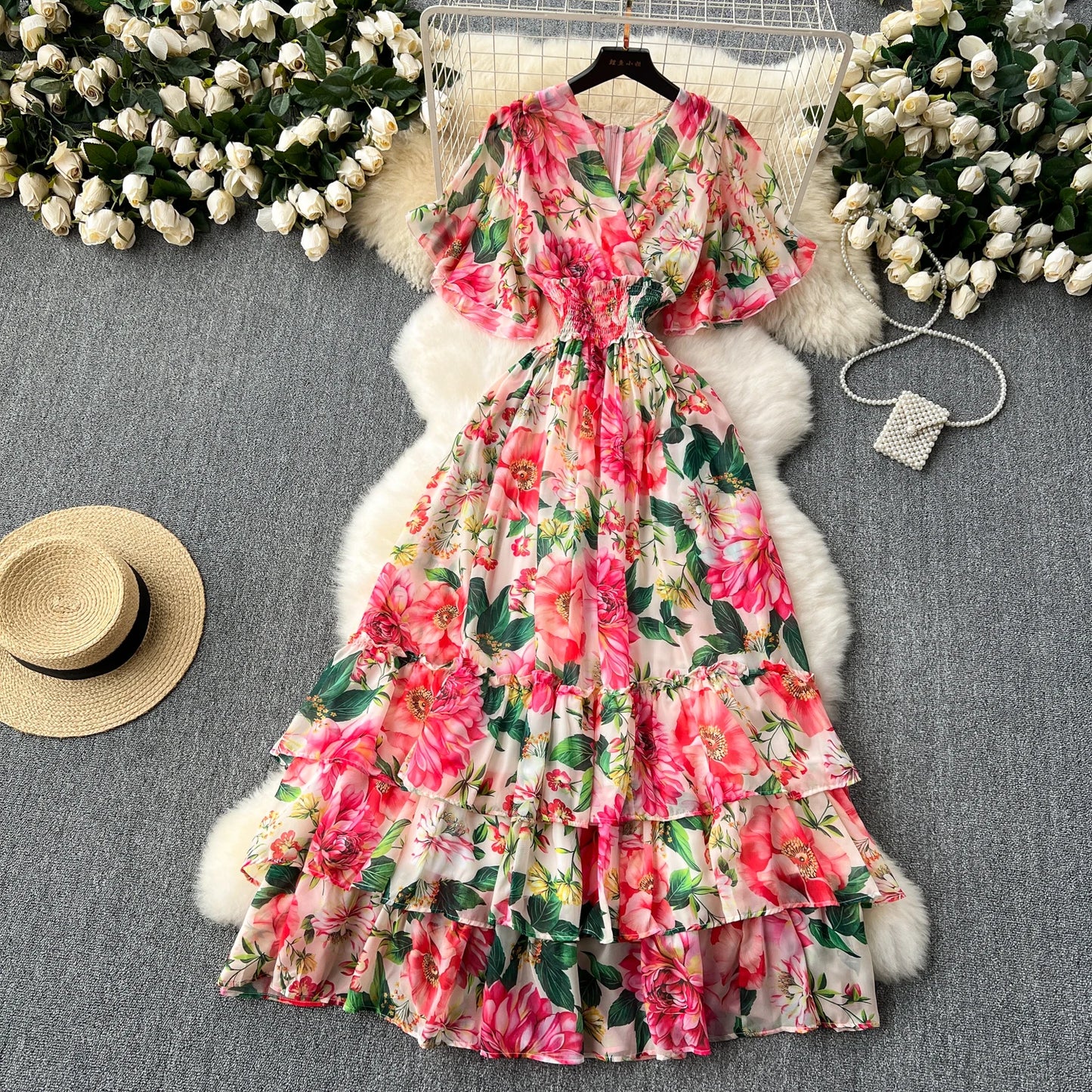 Sexy Print chiffon Short Sleeve V-neck Mini Dress Chic Evening Party Club Summer Vestidos Women Hip Wrap dresses