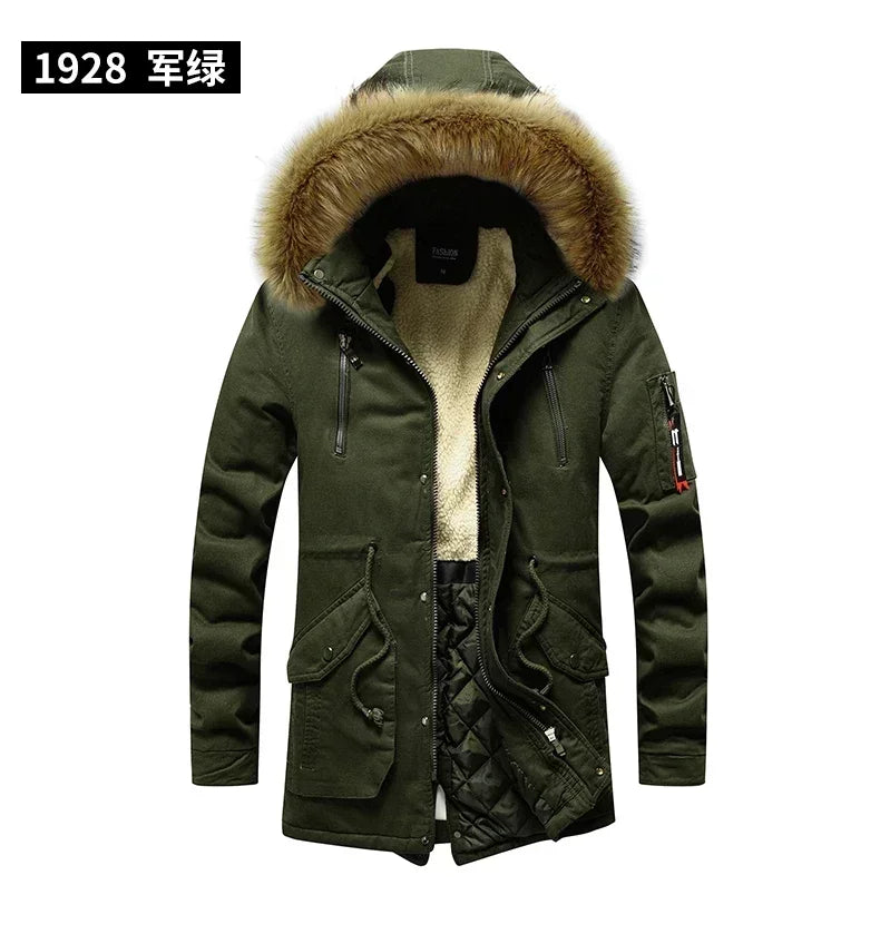 Camouflage Jacket Winter Hooded Velvet Thick Windproof Coat Men Warm Male's Medium-long Parkas New Mens Camo Parka Coat