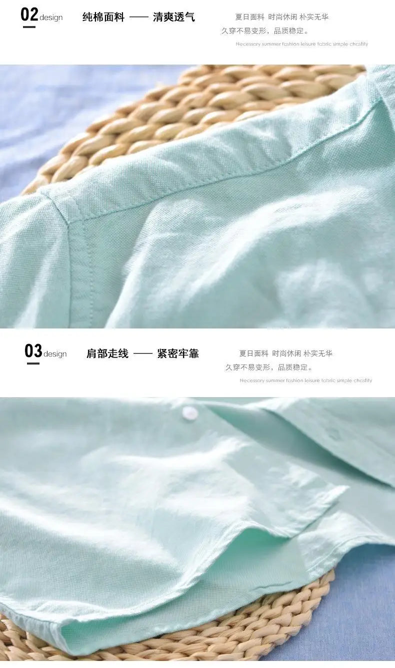 2024High-quality Men Solid Color Short-sleeve Shirts Made 100% Cotton, Suitable for Business  Casual Wear.M-3XL Loose Jacket