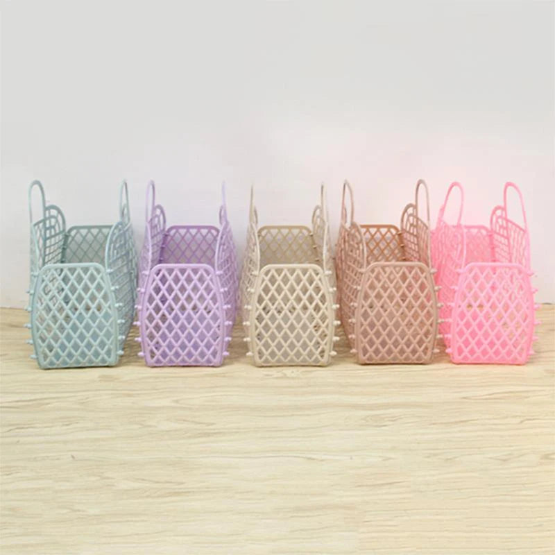 Kitchen Storage Basket Hollow Portable Shower Bath Baskets Desktop Fruit Hanging Child Toys Snack Plastic Organizer