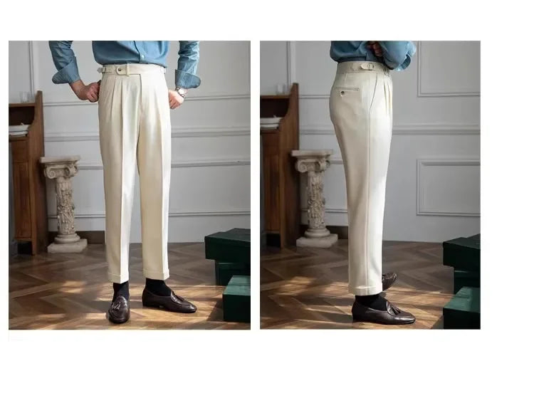 2023 Autumn/winter New Italian Style High-waisted Straight-leg Long Pants Casual Versatile Trousers For British Men
