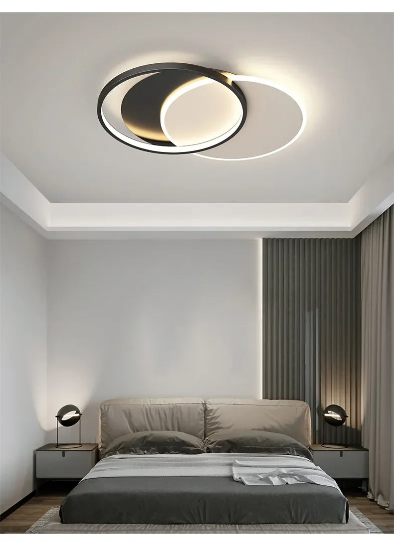 Modern Round Square LED Chandelier Simple Dimming Ceiling Lamps for Living Dining Room Kitchen Bedroom Indoor Lighting Fixture