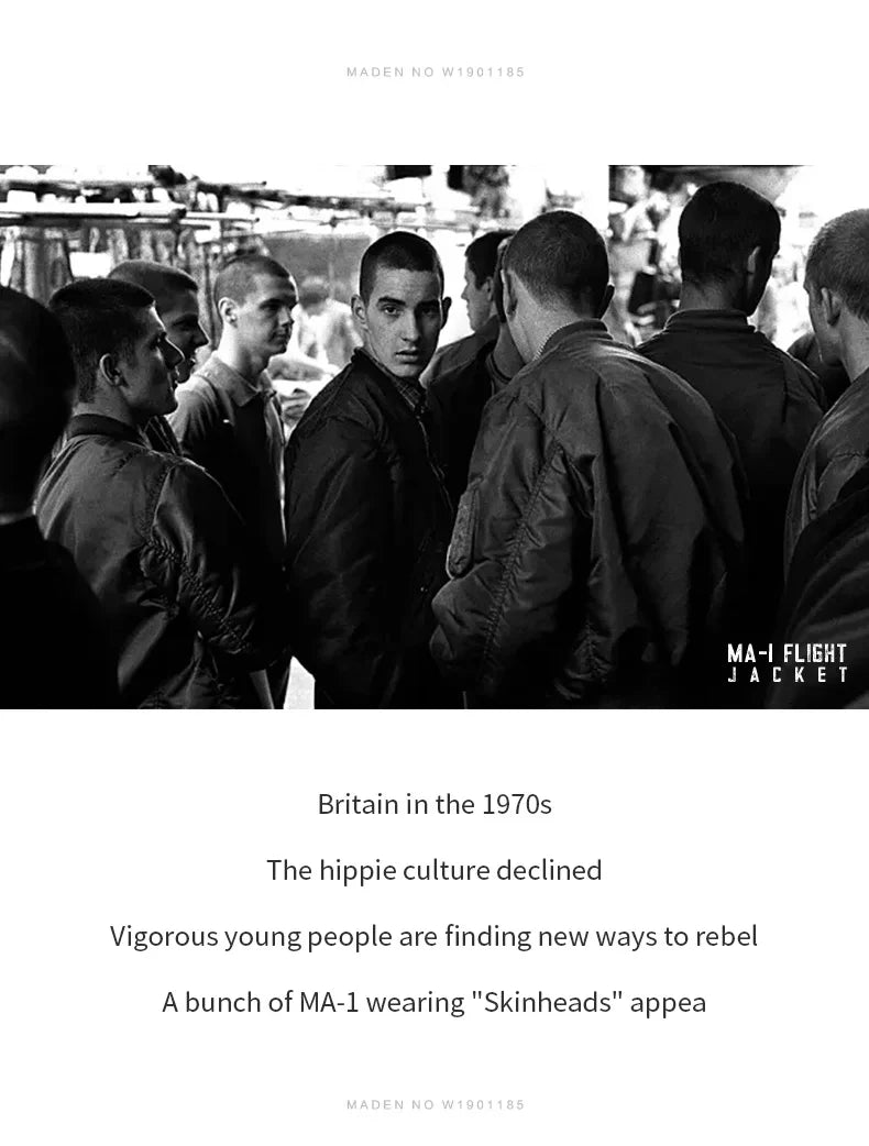 Maden Retro MA1 Bomber Jacket Thickened Splicing Baseball Flight Coat with Inner Pocket for Men's Winter Cotton Padded Jacket