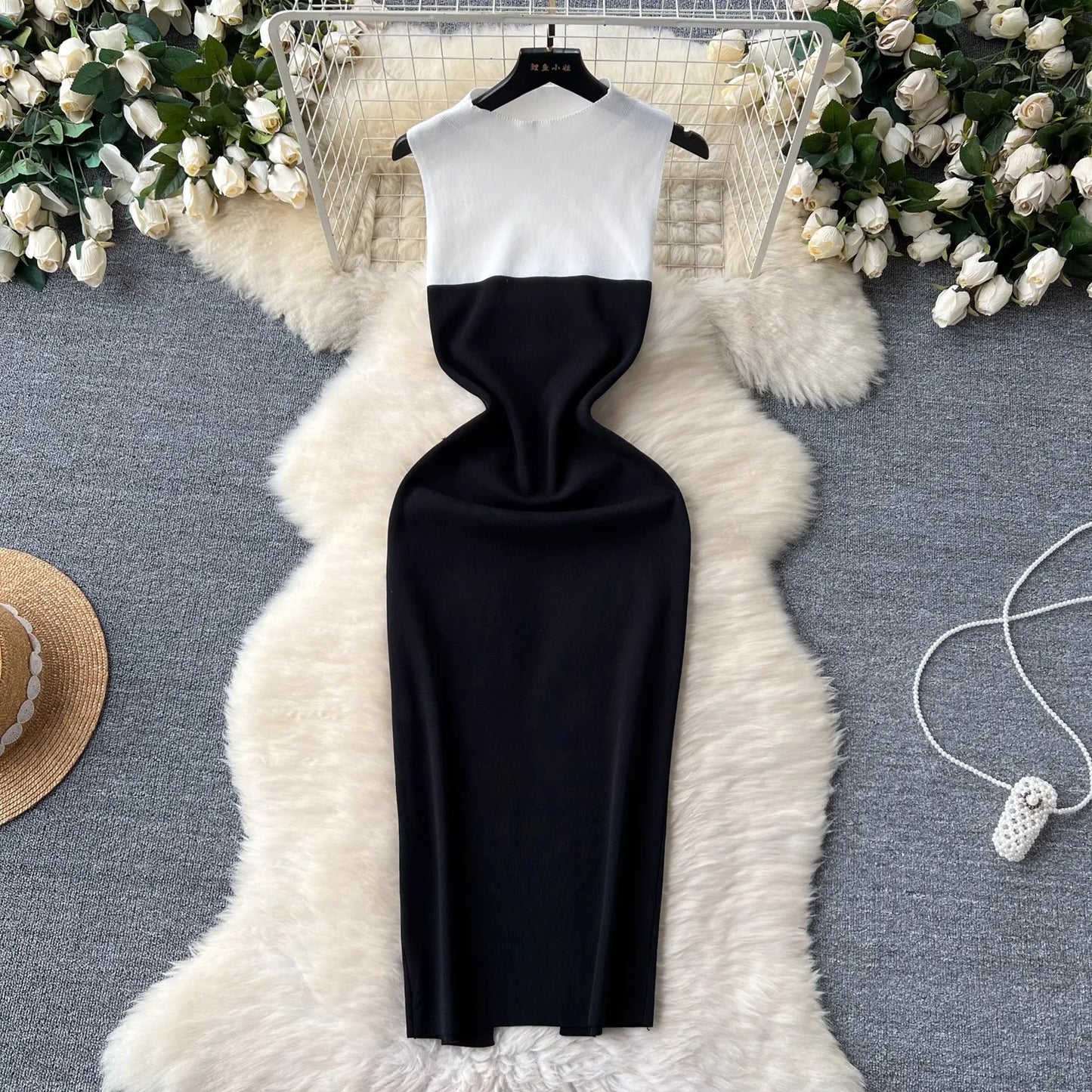 YuooMuoo Sexy Package Hips Split Bodycon Long Dress 2024 New Fashion Sleeveless Knitted Summer Dress Streetwear Ladies Outfits