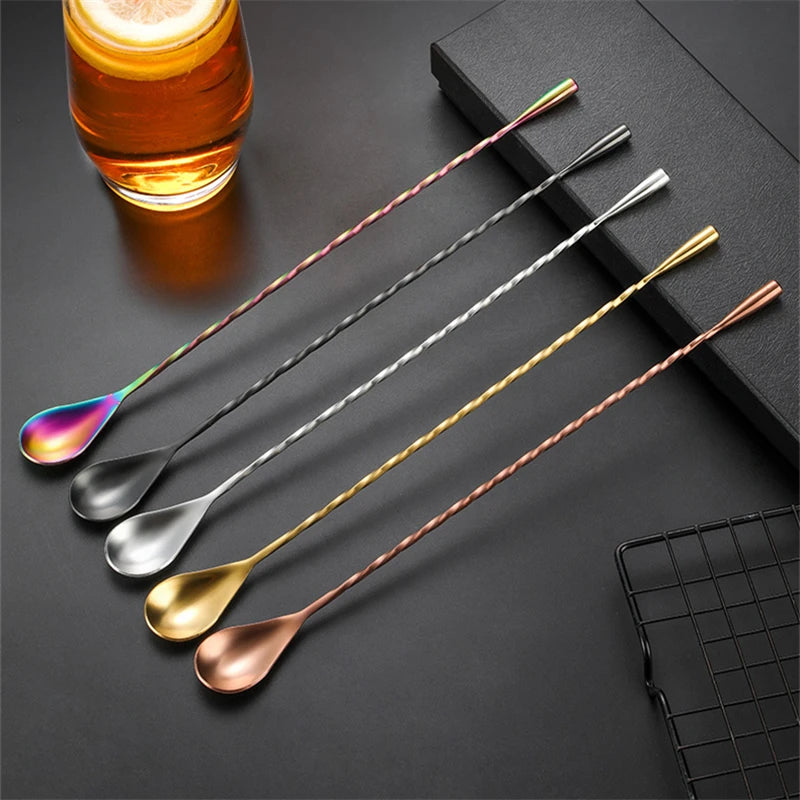 30/40/50cm Long Spiral Handle Cocktail Spoon Bartender Drink Shaker Muddler Stirrer Whisky Mixing Rod Kitchen Bar Utensils