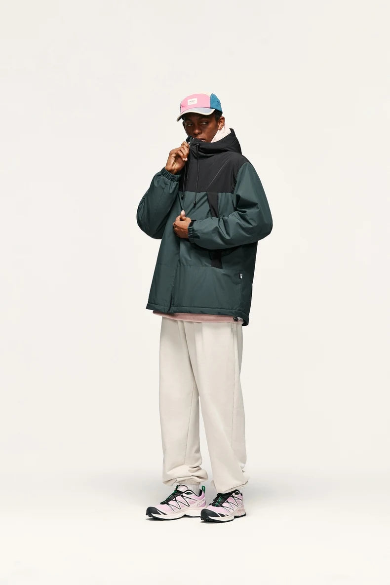 INFLATION Winter Arctic Velvet Inner Parkas Unisex High Neck Windproof Cotton Padded Hooded Jacket Mens Outdoor Coat