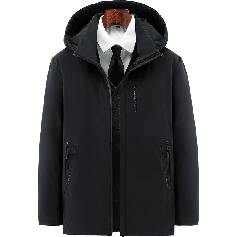 Men Fashion Hooded Windproof Warm Coat Plus Size Outwear Men Hooded Thick Fleece Warm Casual Thicken Cotton Jacket Winter Parka