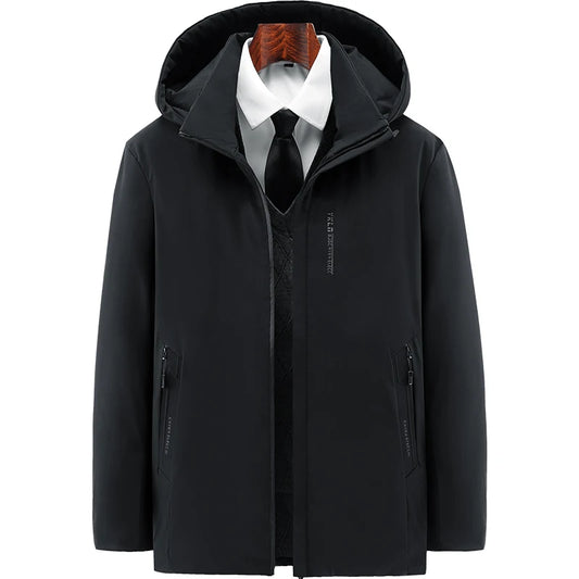 Men Fashion Hooded Windproof Warm Coat Plus Size Outwear Men Hooded Thick Fleece Warm Casual Thicken Cotton Jacket Winter Parka