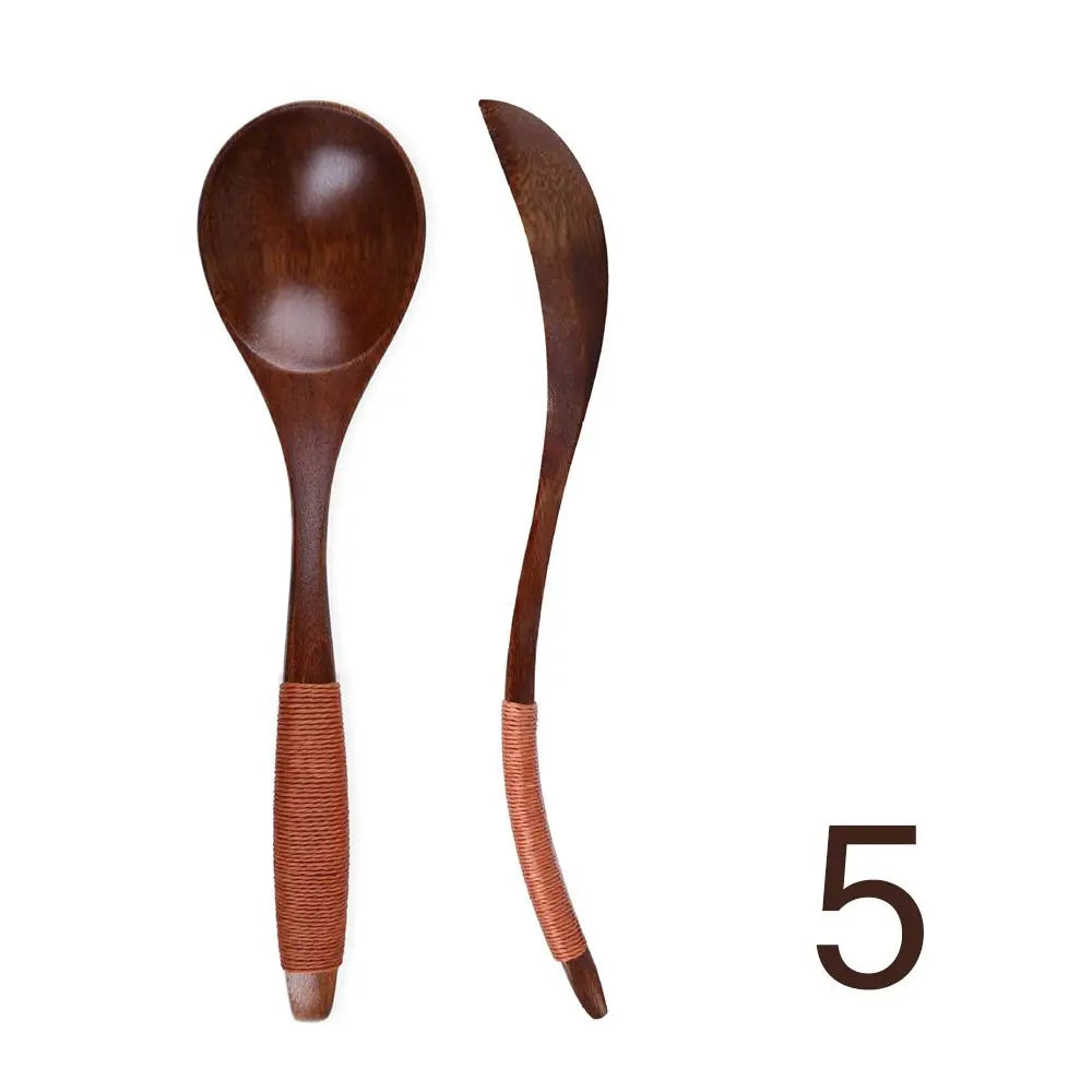 Coffee Dessert Catering Scoop Hand-made Wood Tableware Wooden Spoon Kitchen Tool Cooking Utensil Soup Spoon