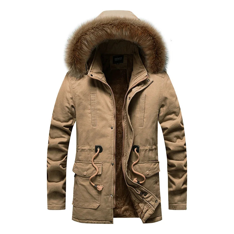 Camouflage Jacket Winter Hooded Velvet Thick Windproof Coat Men Warm Male's Medium-long Parkas New Mens Camo Parka Coat
