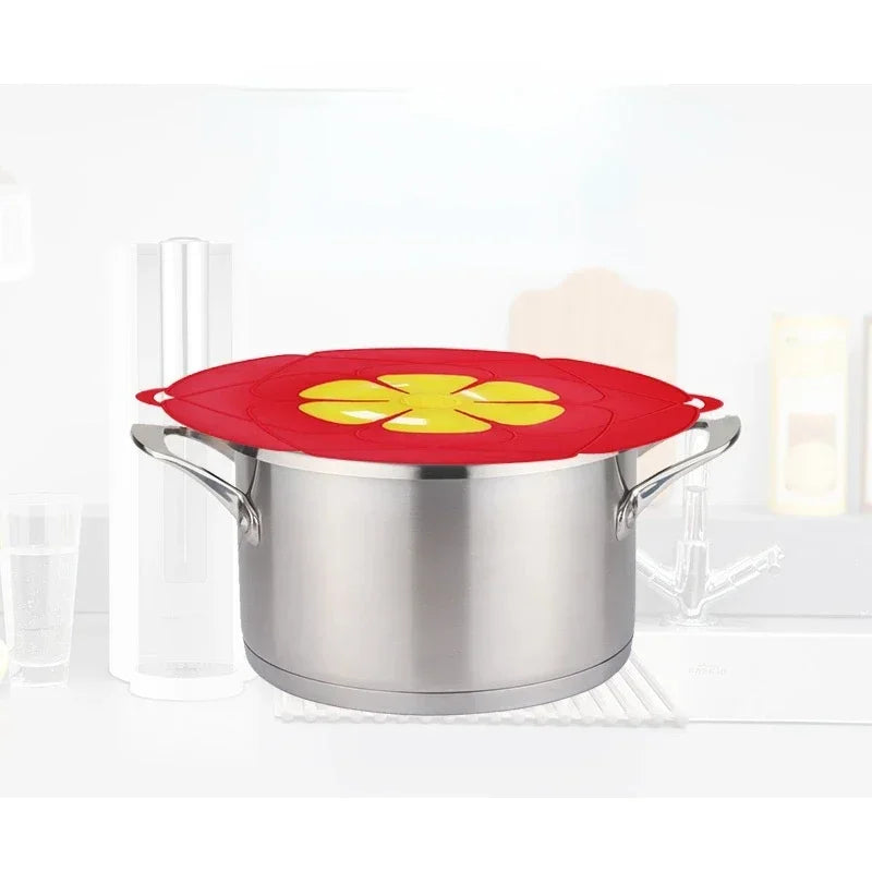 Silicone Lid Spill Stopper Cover For Pot Pan Kitchen Accessories Cooking Tools Flower Cookware Home Kitchen 26cm