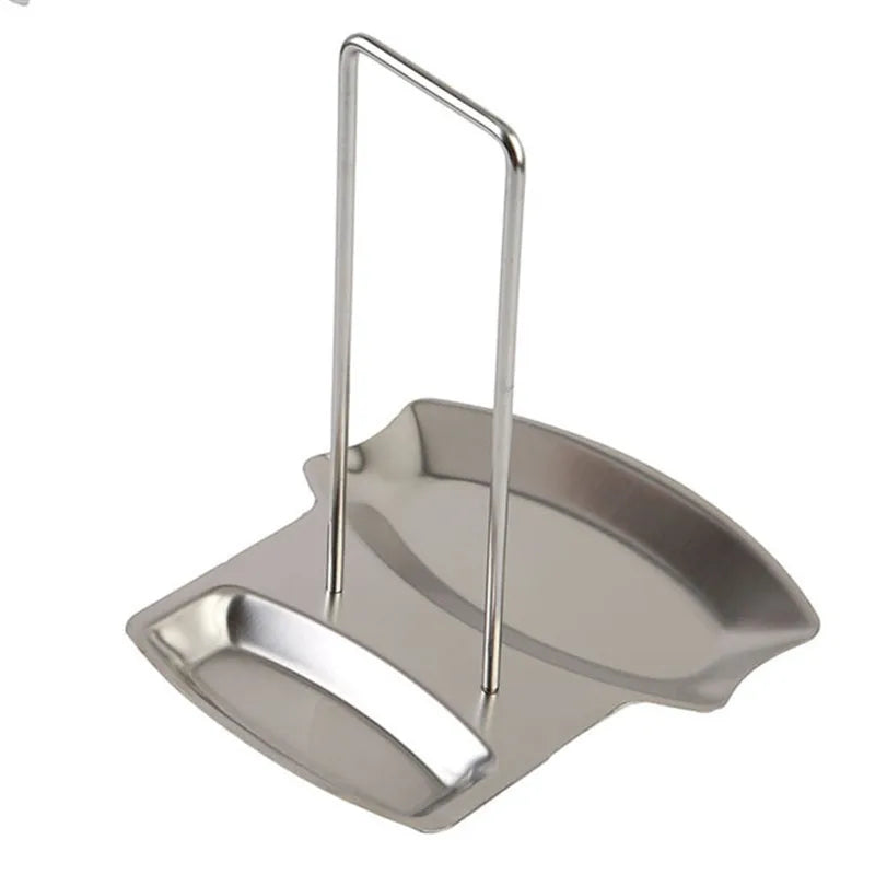 Stainless Steel Pan Pot Cover Stand Silver Color Soup Spoon Holder Drain Rack Stove Organizer Storage Kitchen Accessories