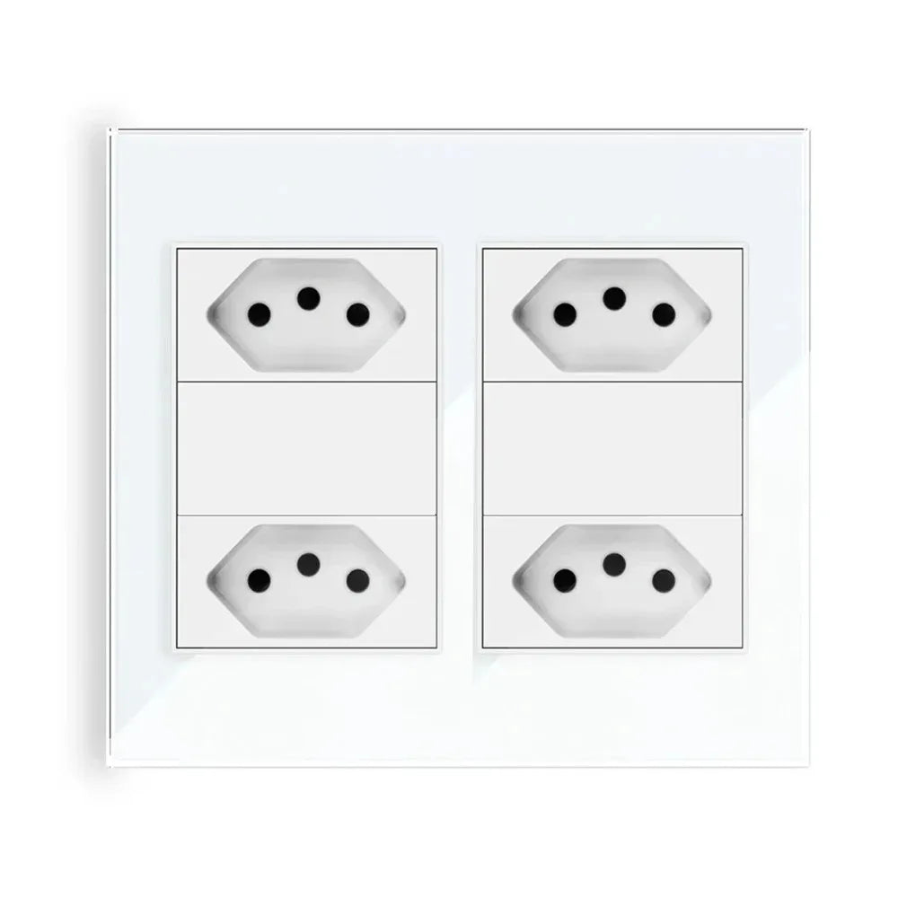Melery 4*4 Brazil Plug 20A Wall Socket Tomada USB Type C Pressure Switch Tempered Glass Panel Outlets Indoor Home Office Kitchen