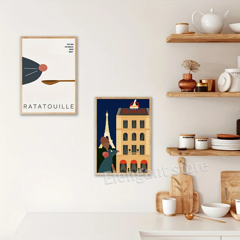 Cartoon Movie Ratatouille Art Prints Decorative Poster Classic Cartoon Film Canvas Painting Dining Room Kitchen Wall Decor