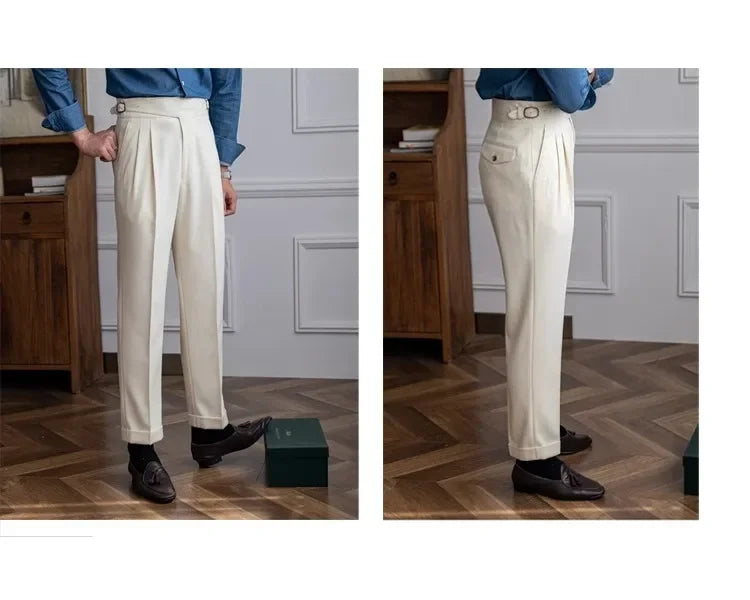 2023 Autumn/winter New Italian Style High-waisted Straight-leg Long Pants Casual Versatile Trousers For British Men