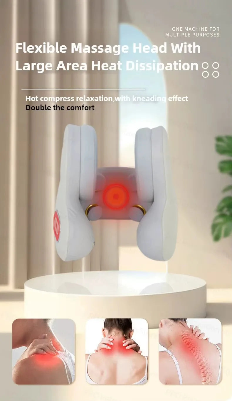 Wireless Neck Massager Red Light Hot Compress Massager Sleep Noise Reduction U-shaped Neck Pillow Masajeador Bluetooth Music