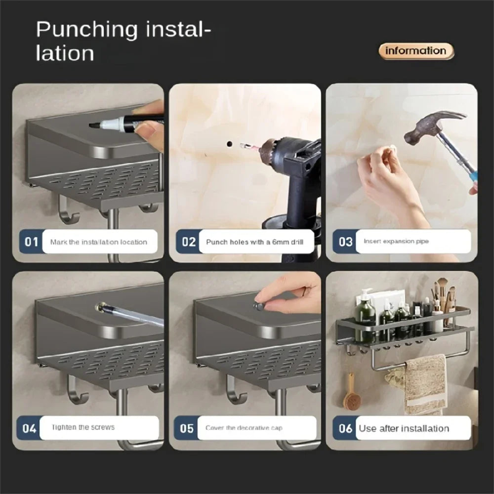 Bathroom Kitchen Multi-functional Storage Shelf Wall-mounted Storage Shelf for Indoor Wall Storage