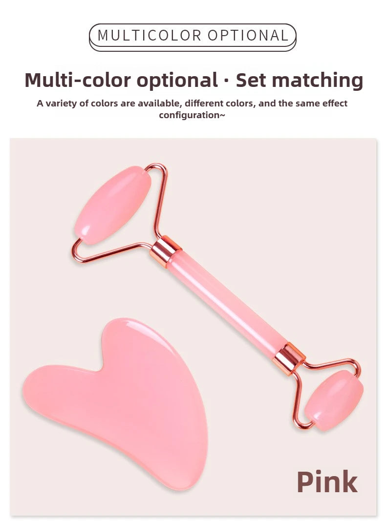 Gua Sha Massage Board for Face Rose Pink Guasha Set Plate Jade Face Massager Scrapers Tools for Face Neck Back Body