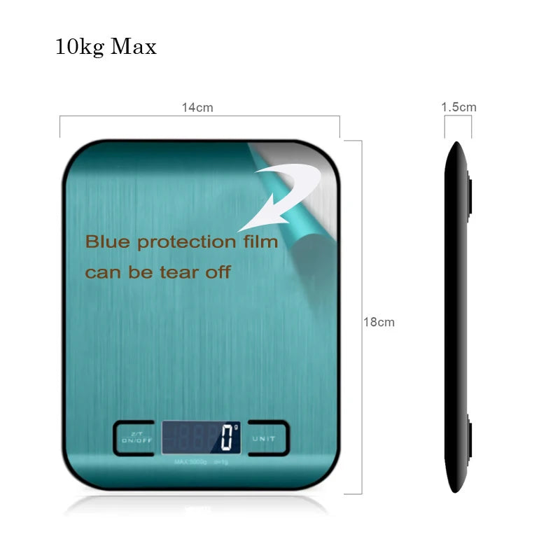 Electronic Digital Scales 5kg 10kg 1g  Weights Scale Stainless Steel  Food Balance Measure Tools LED Display Kitchen Scale