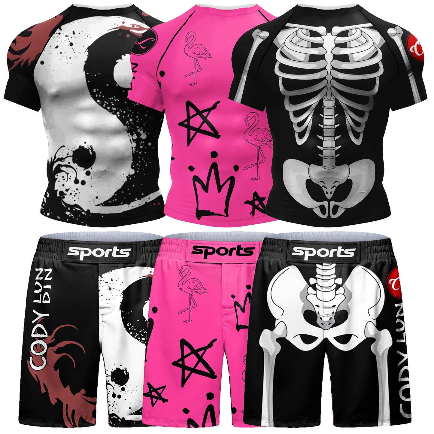 Popular Beach Surf Wear Short Sets For jiu jitsu Bjj No Gi Rashguard+Grappling Shorts Cool Westling stretchy Running Gym Clothes