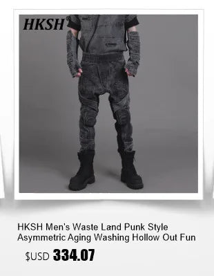 HKSH Autumn Winter Men's Tide Dark V-neck Cotton Jacket Women Splice Fur Patchwork Sleeveless Vest Zipper Chic Down Coats HK2466