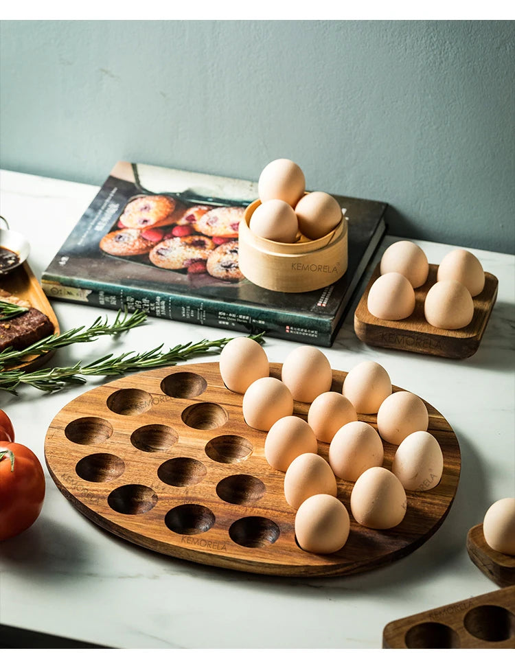 Wooden Egg Storage Box Eggs Tray Home Storage Rack Multi-Compartment Eggs Holder Kitchen Cooking Refrigerator Keep Fresh Tools
