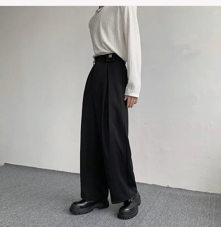 2023 New Black Suit Pants Men Fashion Social Mens Dress Pants Korean Loose Oversized Wide Leg Pants Mens Formal Trousers M-2XL