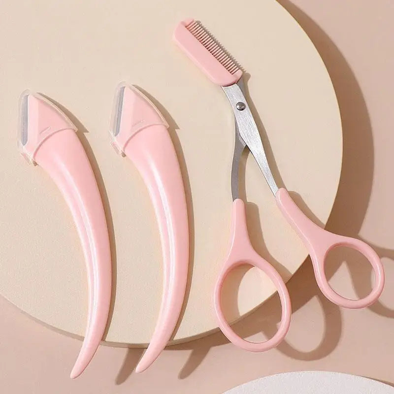Eyebrow Trimmer Kit Facial Razor Eyebrow For Woman Professional Eyebrow Hair Removal Scissors With Comb Brow Trimming Tool