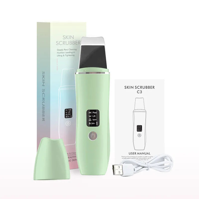 Skin Scrubber Ultrasonic Facial Machine for Home Use Spatula for Blackhead Remover Shovel Peeling Pore Cleaner Face Lift Massage