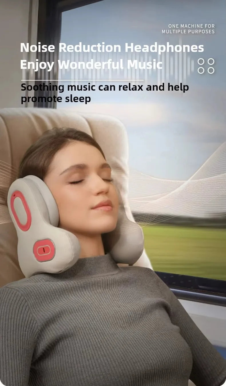 Wireless Neck Massager Red Light Hot Compress Massager Sleep Noise Reduction U-shaped Neck Pillow Masajeador Bluetooth Music