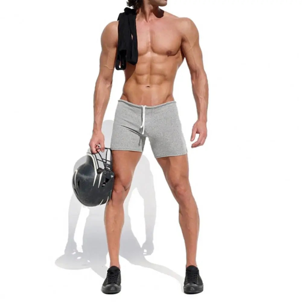 Above Knee Length Pants Men's Summer Drawstring Shorts Slim Fit Above Knee Length Solid Color Vacation Beach Sport Casual