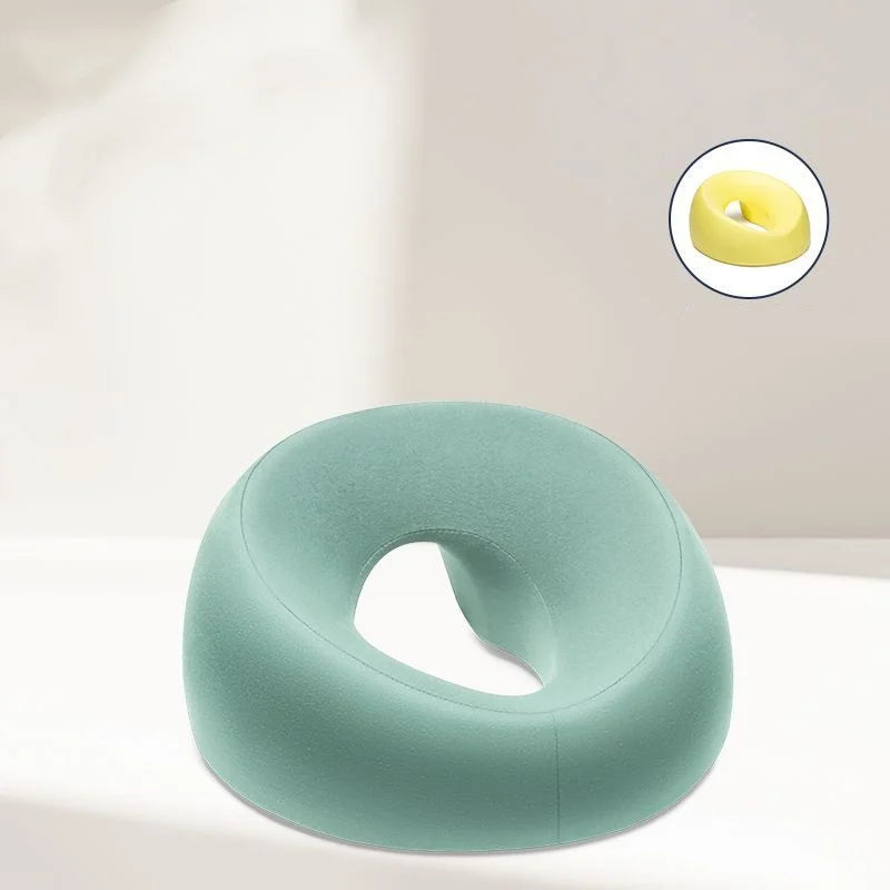 Soft O-shaped ringed pillow for spas and salons - grey interior, multi-purpose facial mat with zipper closure pillow