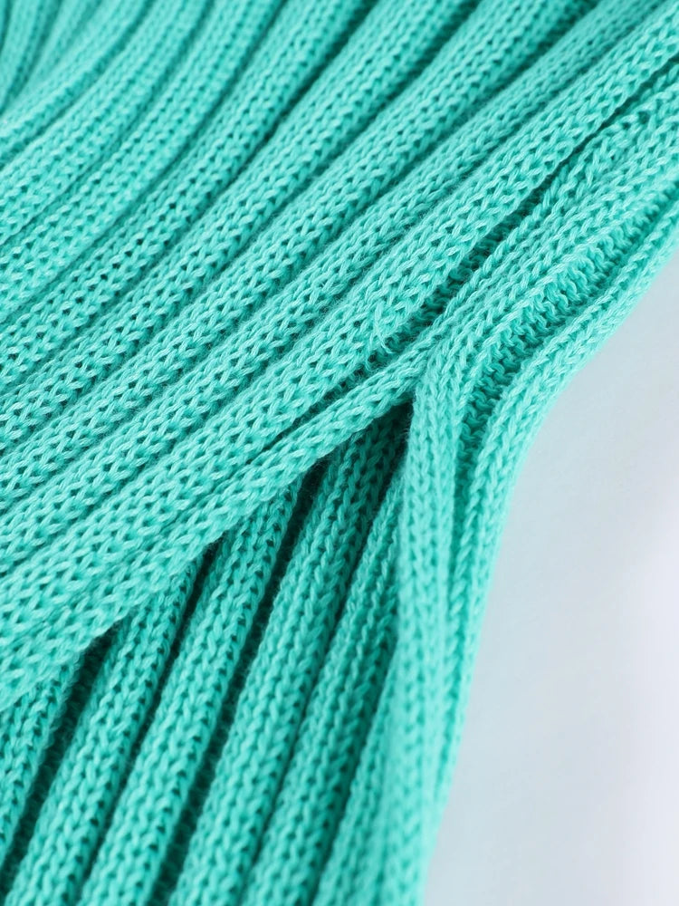 Knitted Halter Over Long Dresses Camisole V-Neck Hollow Out Strap Waist Cinching Slimming Split Beach Long Dresses Crochet Robes