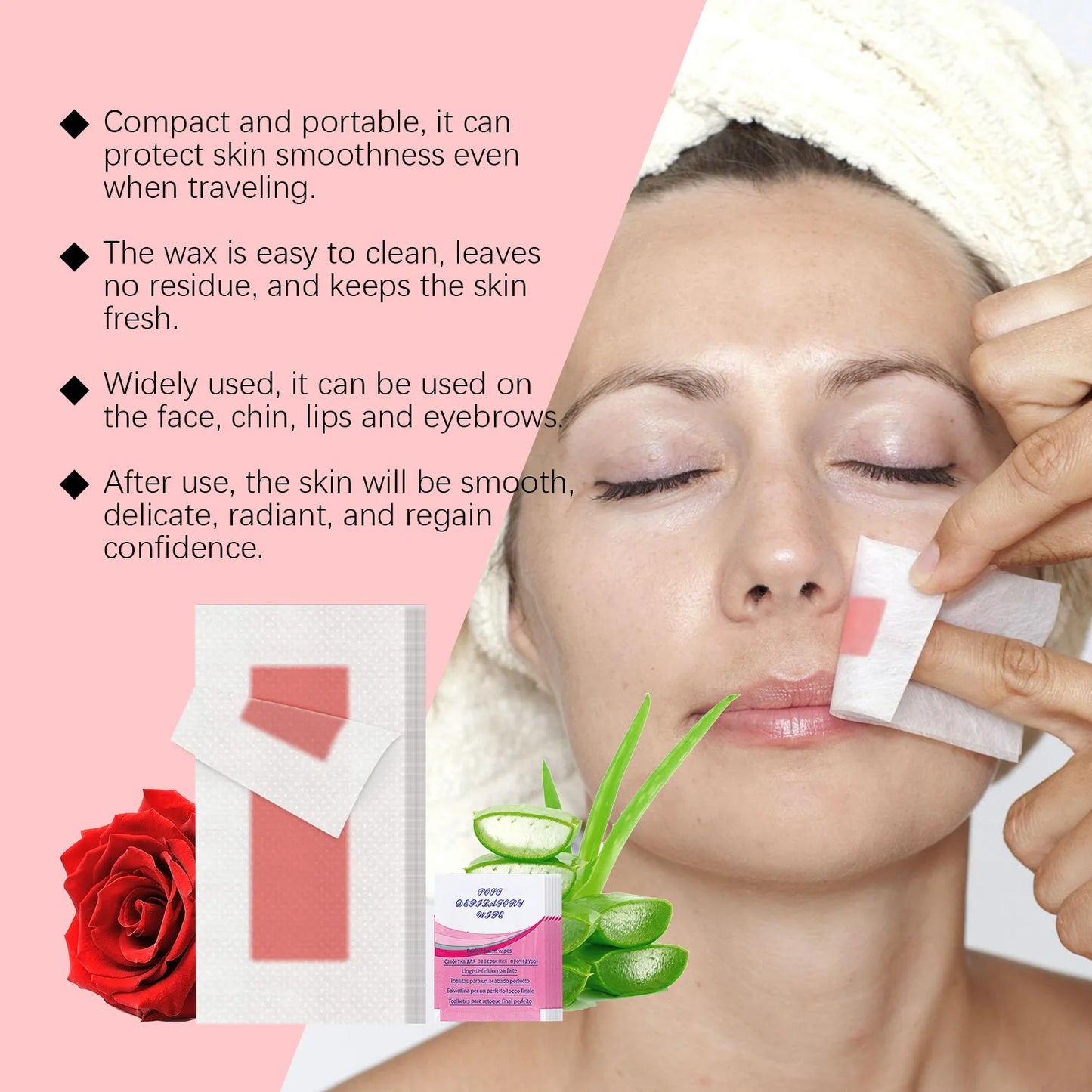 Facial Wax Strips for Face Ready to Use Lip Eyebrow Leg Arm Body Hair Removal Summer Depilation Clean Waxing Wipe Sticker Papers