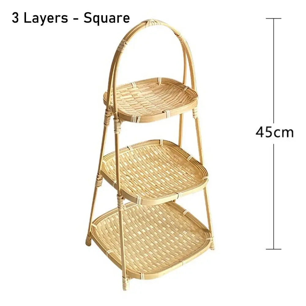 Bamboo Fruit Basket Standing Trays Serving Trays Woven Fruit Basket Bread Basket for Kitchen Dining Room Restaurant Picnics Desk