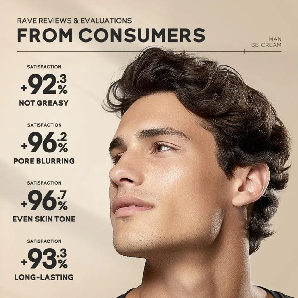 BB Cream For Men Full Coverage Facial Concealer Long Lasting Makeup Foundation Waterproof Men BB Liquid Foundation 30g