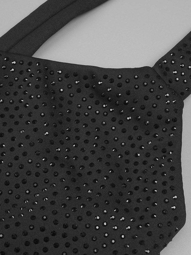 Sexy Spaghetti Strap Diamonds Mesh Patchwork Long Dress Women Sleeveless Beaded Maxi Slim Dress Celebrity Club Party Gowns