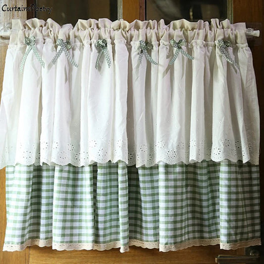 Kitchen Curtains for Window Half Doorway Curtain Japanese Lace Short Curtains Rod Pocket with Embroidery for Living Room Bedroom