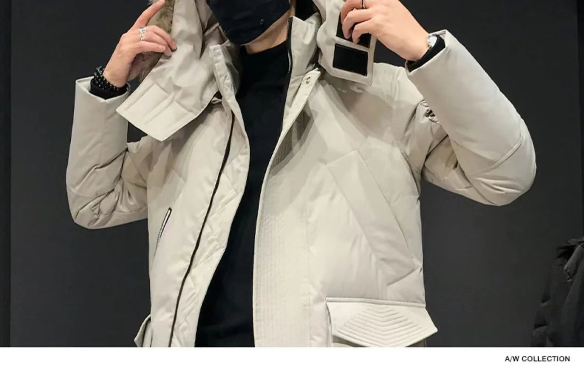 Autumn Winter Thickened Warm Cold-proof Mid-length Over-the-knee Jackets Men's Loose Casual High Street Parkas Male Clothes