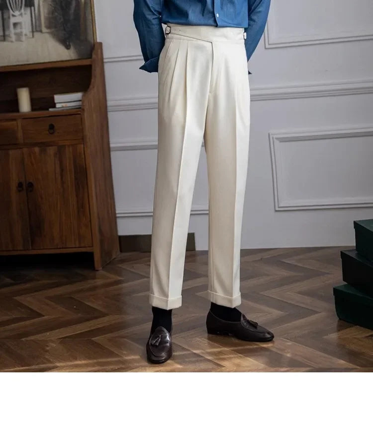 2023 Autumn/winter New Italian Style High-waisted Straight-leg Long Pants Casual Versatile Trousers For British Men