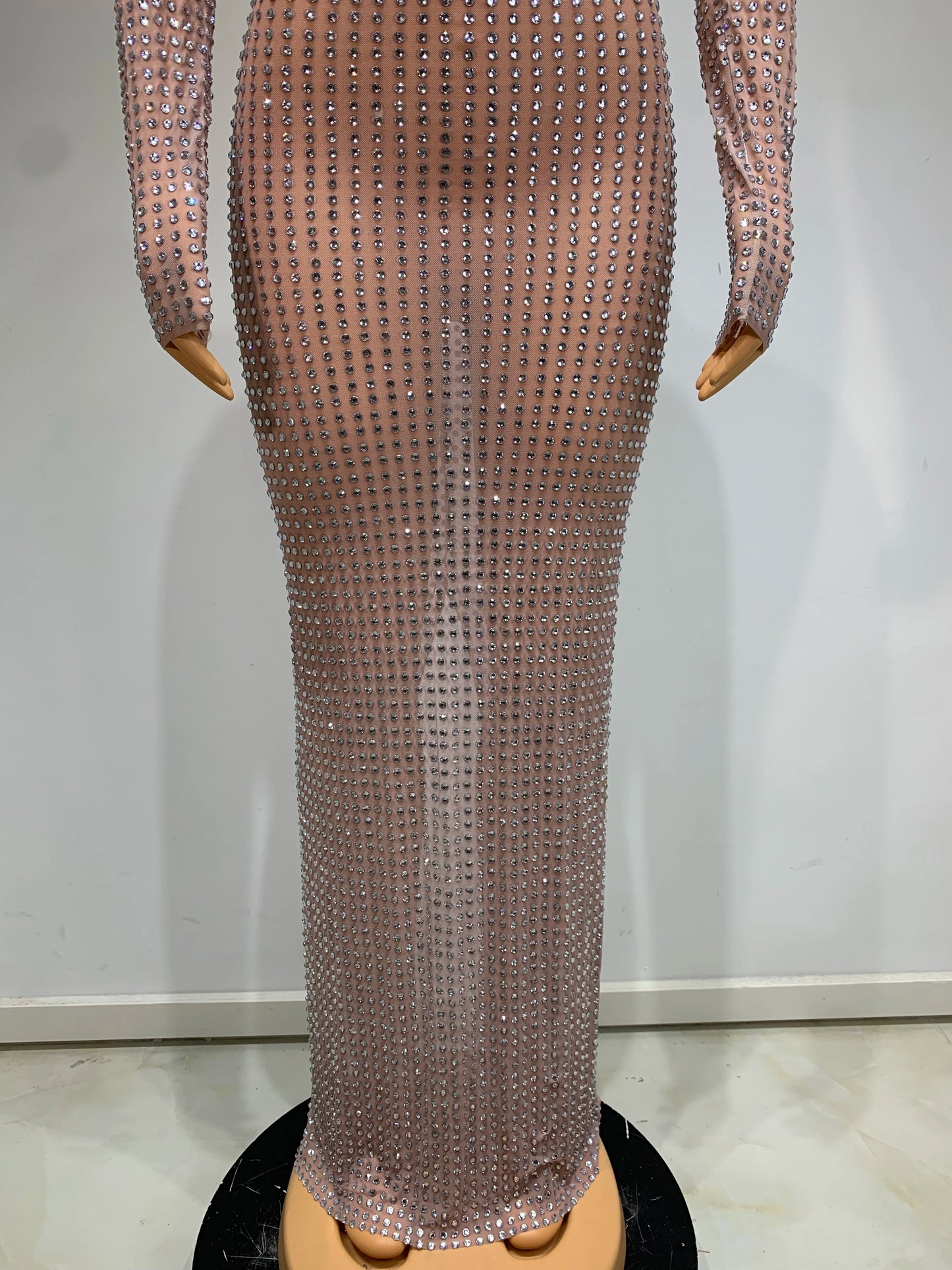 Luxury Celebrity Party Long Dress Women Sexy Mesh See Through Birthday Costume Sparkly Rhinestones  Evening Elegant Gowns