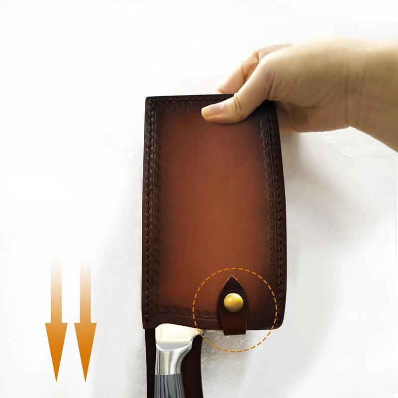 Kitchen Chef Cleaver Chopping Knife Sheath Leather Slicing Blade Guards Protect Case Cover Camping Hunting Travel Scabbard Tools