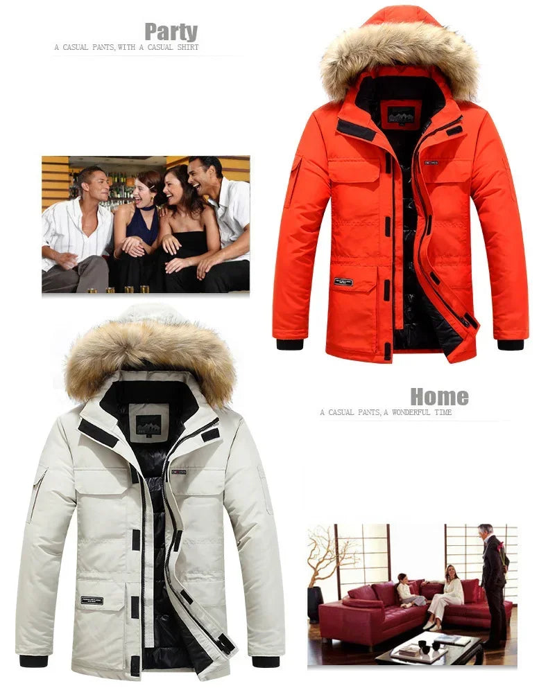 New Men Parkas Coat Windbreaker Big Pockets Wholesale Winter Parkas Men Thicken Coat Fur Hooded Jacket Overcoat Keep Warm Male