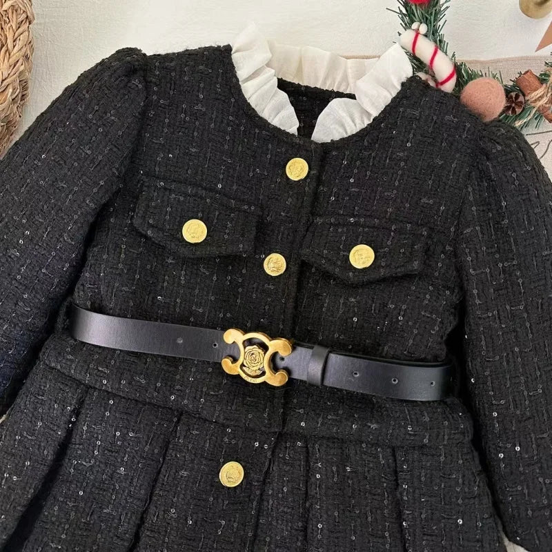 Girls Casual Dresses Pleated Dress with Fleece and Thickening Princess Dress for Girls 2 To 7 Years Kids Clothes for Girls
