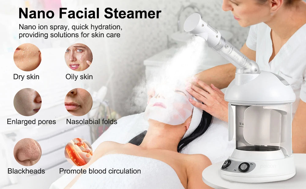 Facial Steamer For Face Vaporizer Hot Mist Sprayer Moisturizing Nano Humidifier Professional Hydrating Skin Care Facial Steamer